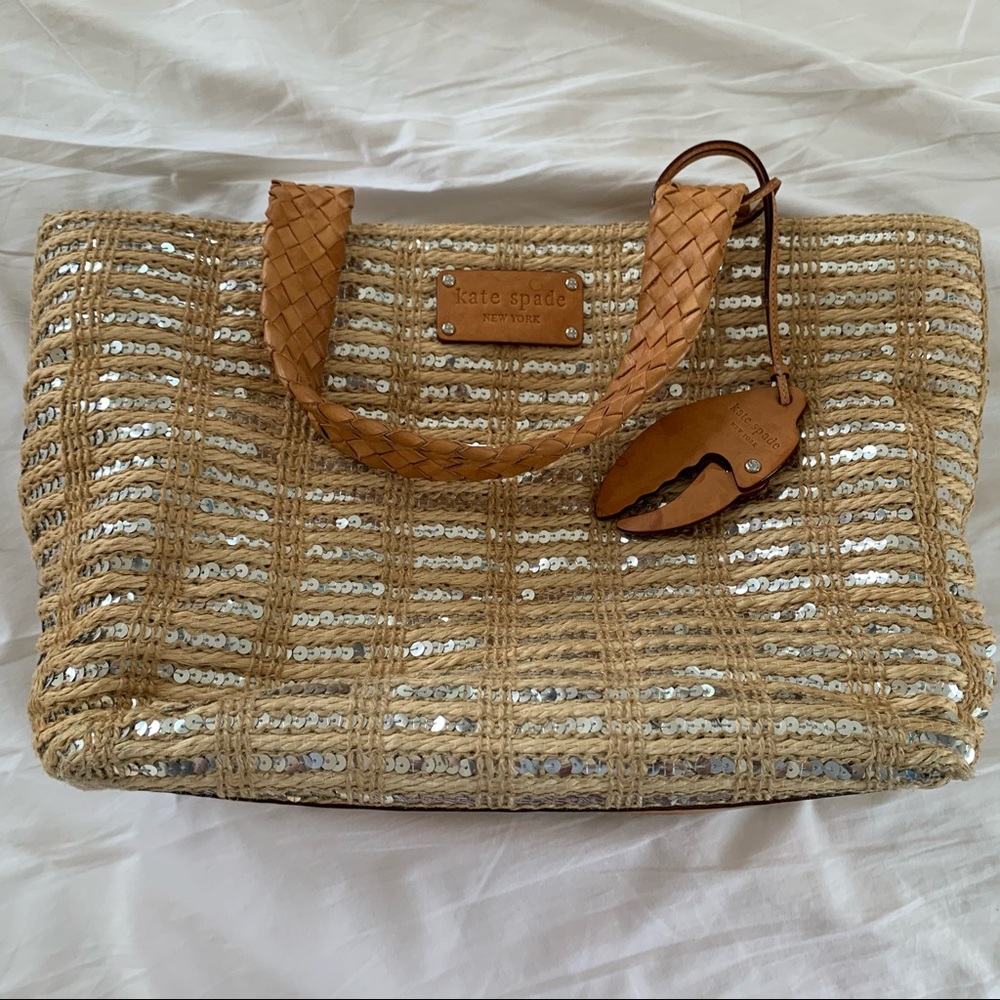 Kate Spade jute & sequin tote